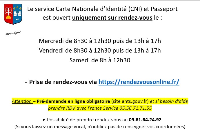 Horaires ouverture CNI Affiche horaire ouverture